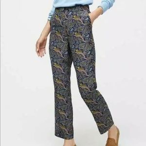 J CREW Botanical Cheetah Foulard Easy Silk Pant